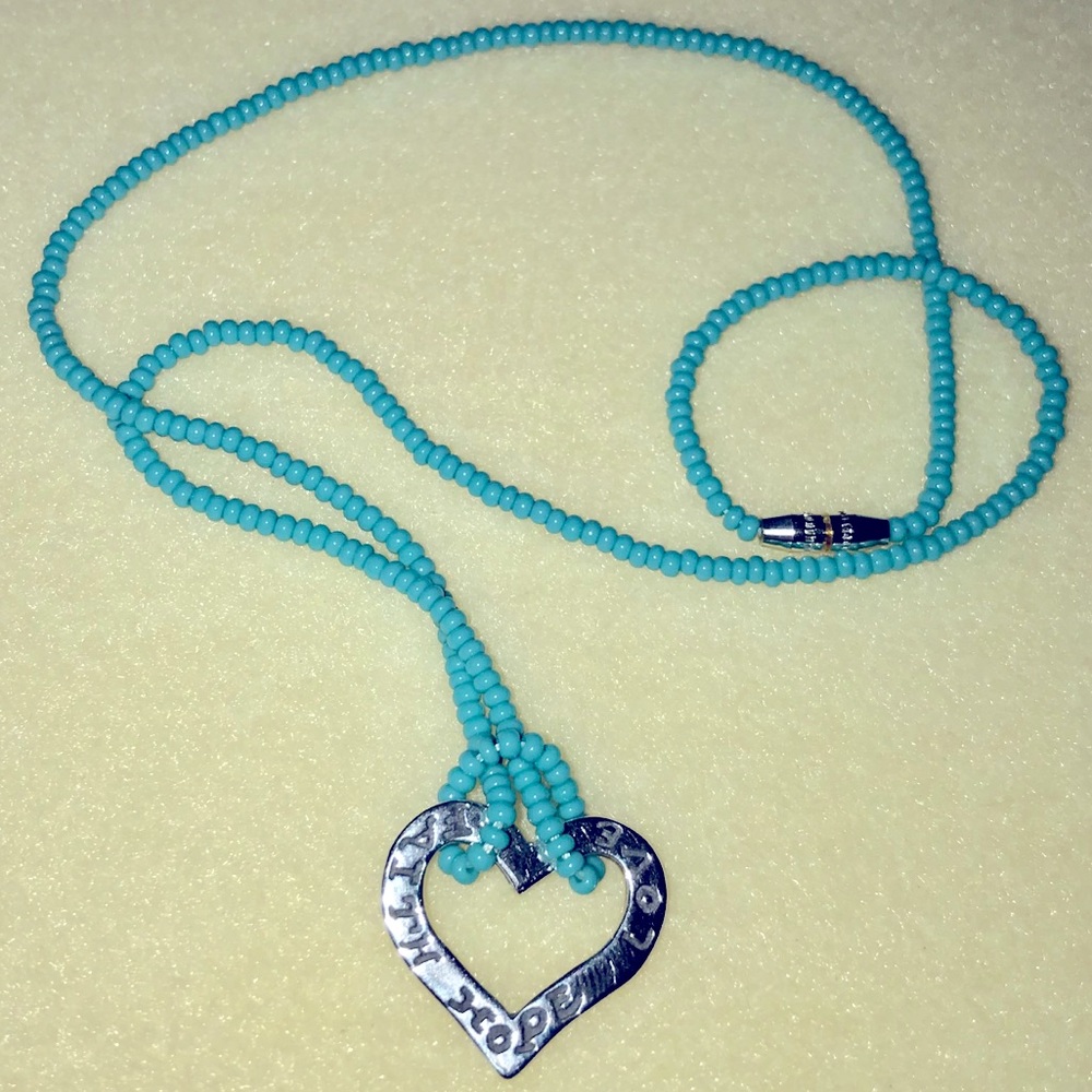 Faith, Hope, & Love Silver Heart Necklace 💙